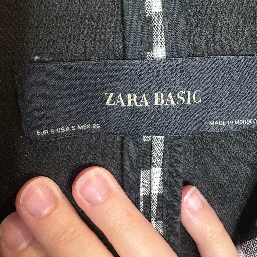 Zara gingham plaid coat Black White blogger favorite women’s size small - Picture 6 of 8
